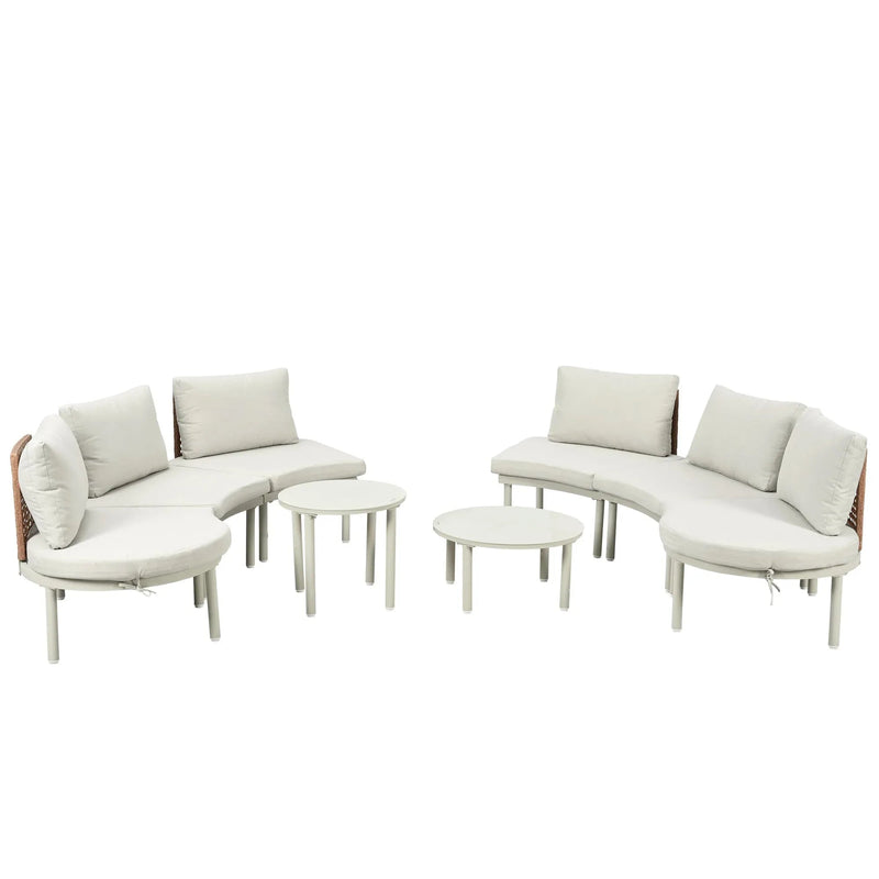8-Piece Patio Sofa Furniture Set, Half Moon Outdoor Sectional Sofa