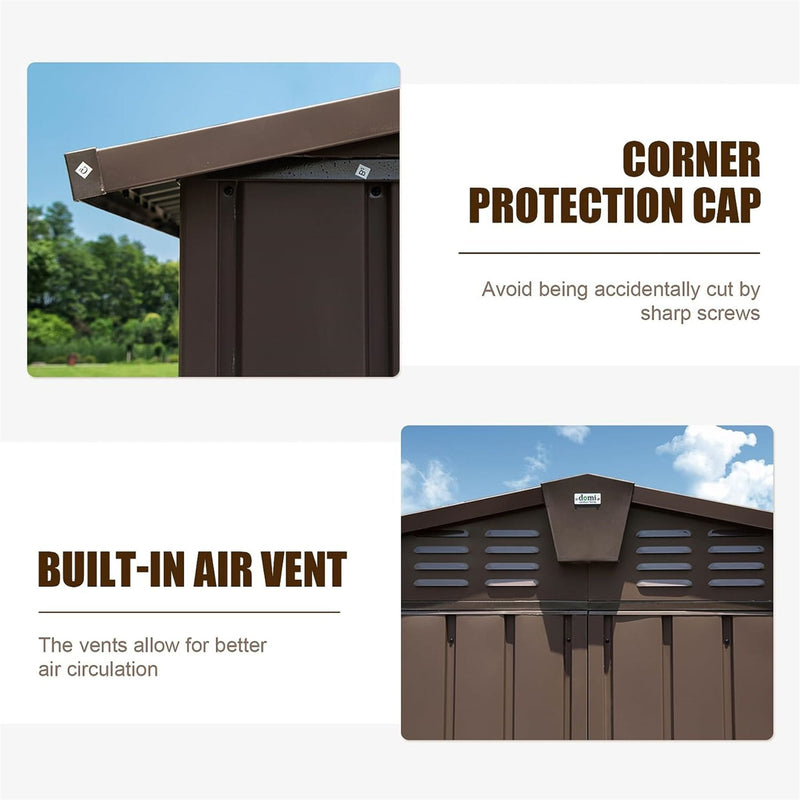 [11X12FT] Alora Outdoor Backyard Storage Metal Shed With Galvanized Steel Frame, Windows, And Lockable Doors (SAK60167)