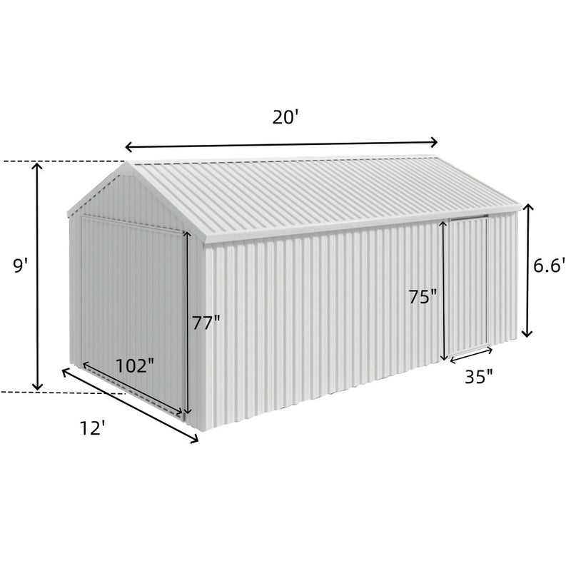12'x20' Heavy-Duty Metal Garage Shed