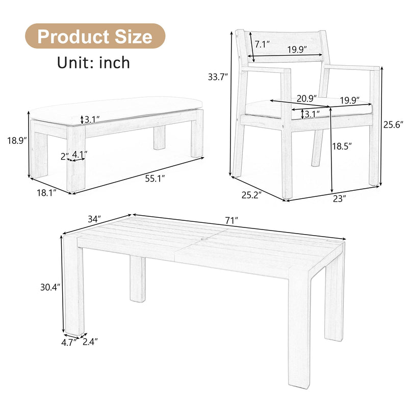 Outdoor Dining Set Rectangular Table With Umbrella Hole