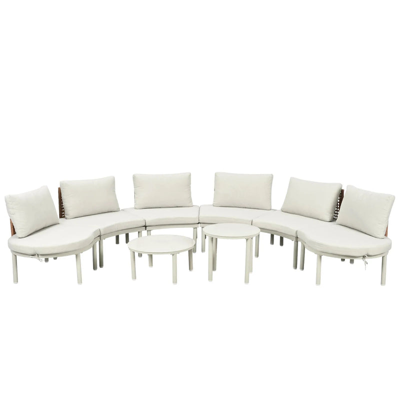 8-Piece Patio Sofa Furniture Set, Half Moon Outdoor Sectional Sofa