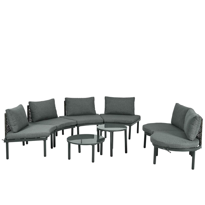 8-Piece Patio Sofa Furniture Set, Half Moon Outdoor Sectional Sofa