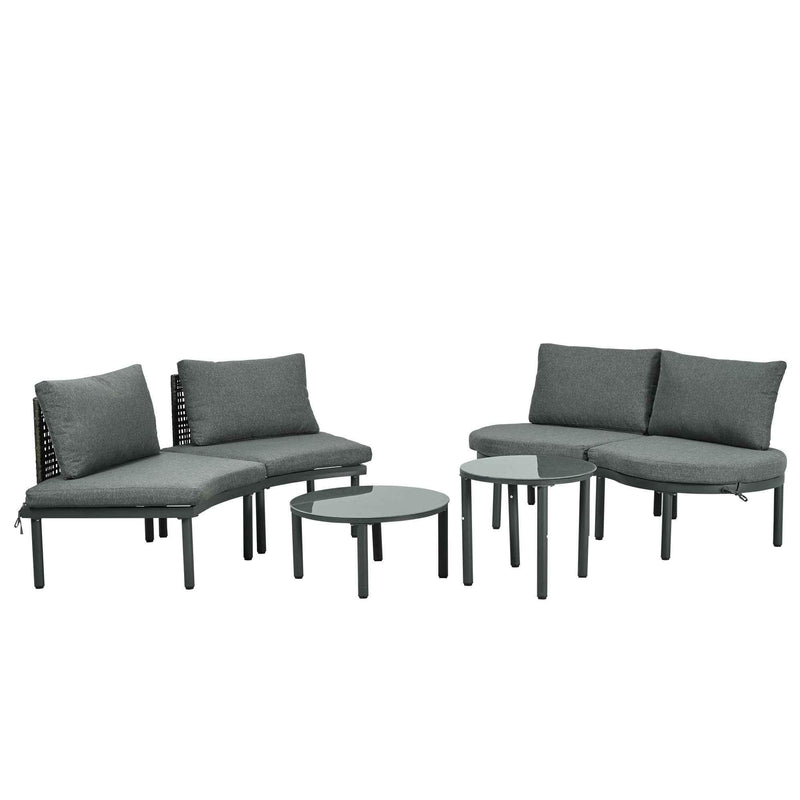 6-Piece Patio Sofa Furniture Set, Half Moon Outdoor Sectional Sofa