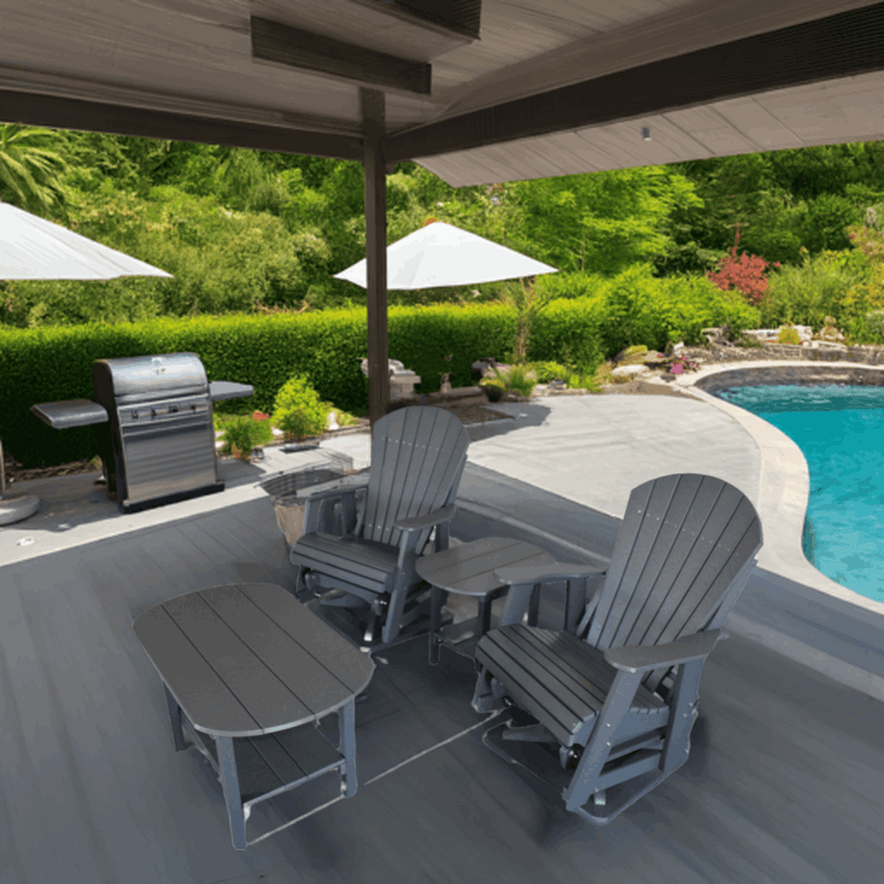 4 pc Glider Adirondack Chair and Table Set