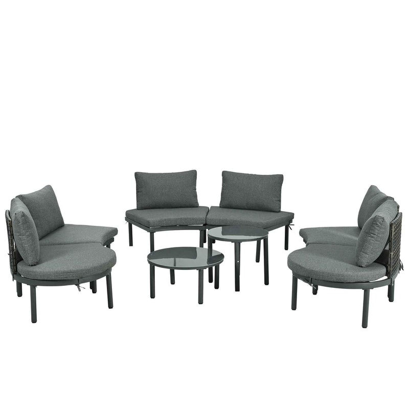 8-Piece Patio Sofa Furniture Set, Half Moon Outdoor Sectional Sofa