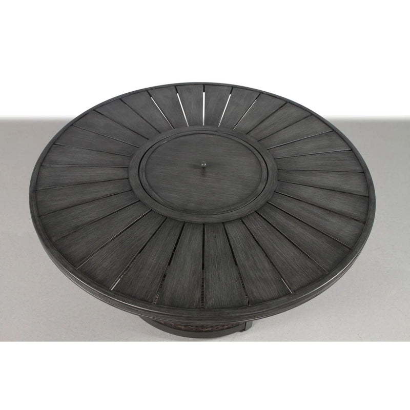 Patio Seating Group For 4 With Cushions And Fire Pit Table - Brown