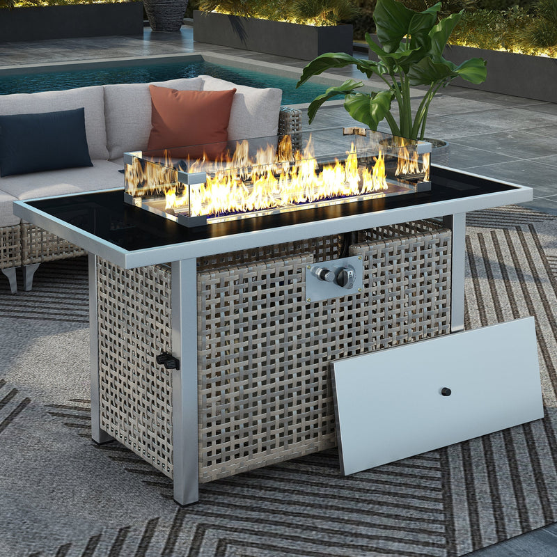K&K Patio 8-Piece Patio Furniture Set with 43" Fire Pit Table