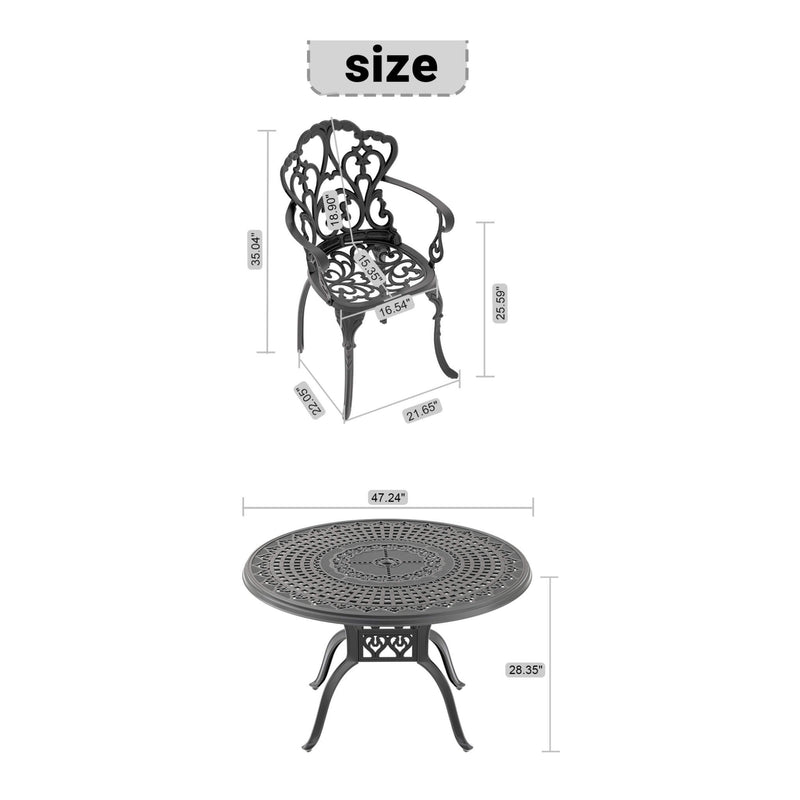 Alora 7-Piece Cast Aluminum Patio Furniture Set With Black Frame And Off-White Cushions (SAK12948)
