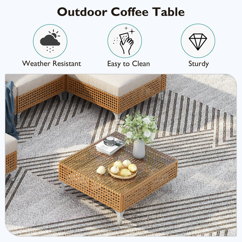 K&K 8-Piece Patio Furniture Set with Fire Pit Table