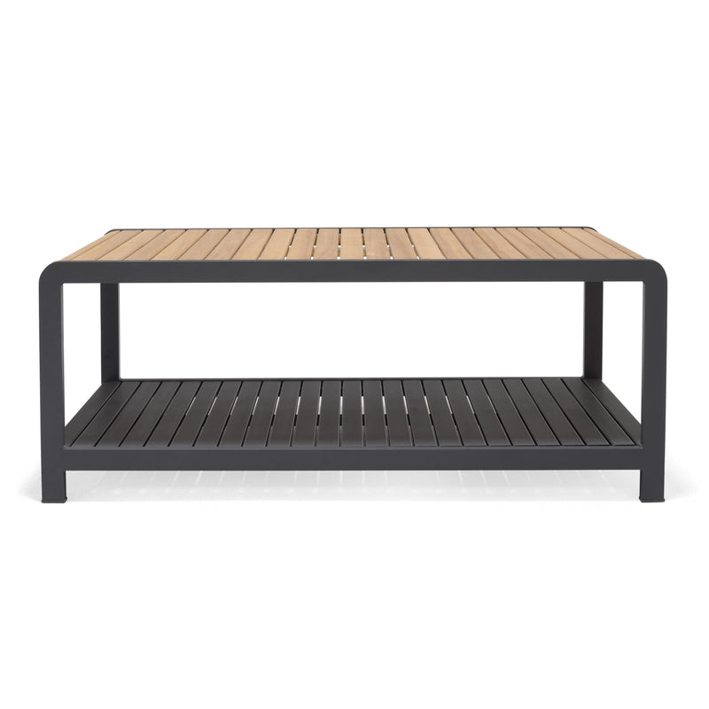 Amber Teak and Aluminum Rectangular Coffee Table