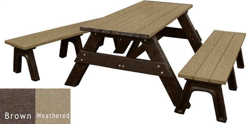 Deluxe Recycled Picnic Table with Detached Benches - Eco-Friendly Outdoor Seating