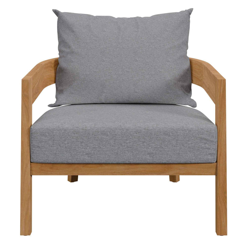 Modway Brisbane Outdoor Patio Set - 3-Piece Grey Teak Furniture for Stylish Patios