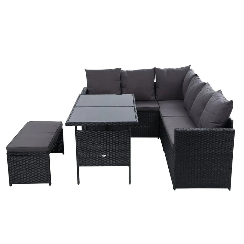 Gardeon Outdoor Furniture Dining Setting Sofa Set Lounge Wicker 8