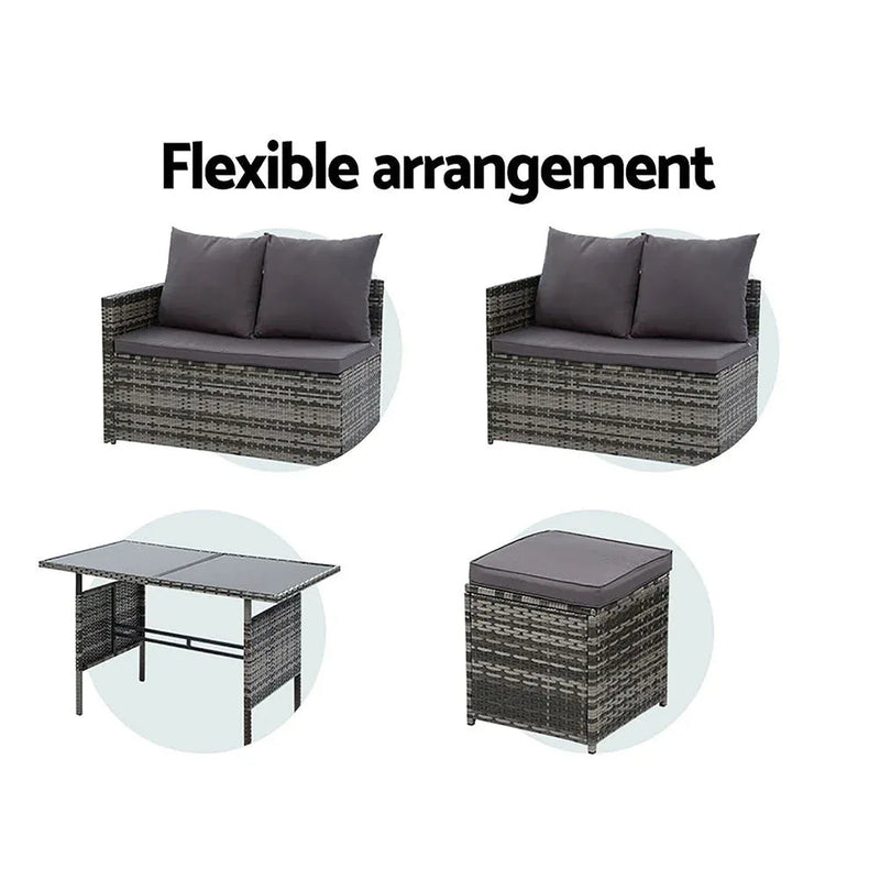 Gardeon Outdoor Furniture Dining Setting Sofa Set Lounge Wicker 9