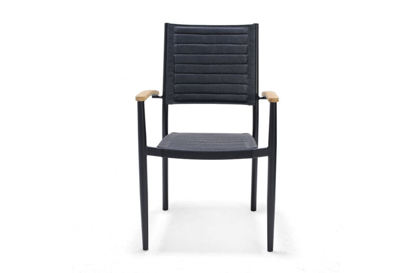 Portals Dark Lite FSC Teak Wood and Aluminum Rectangular Dining Set