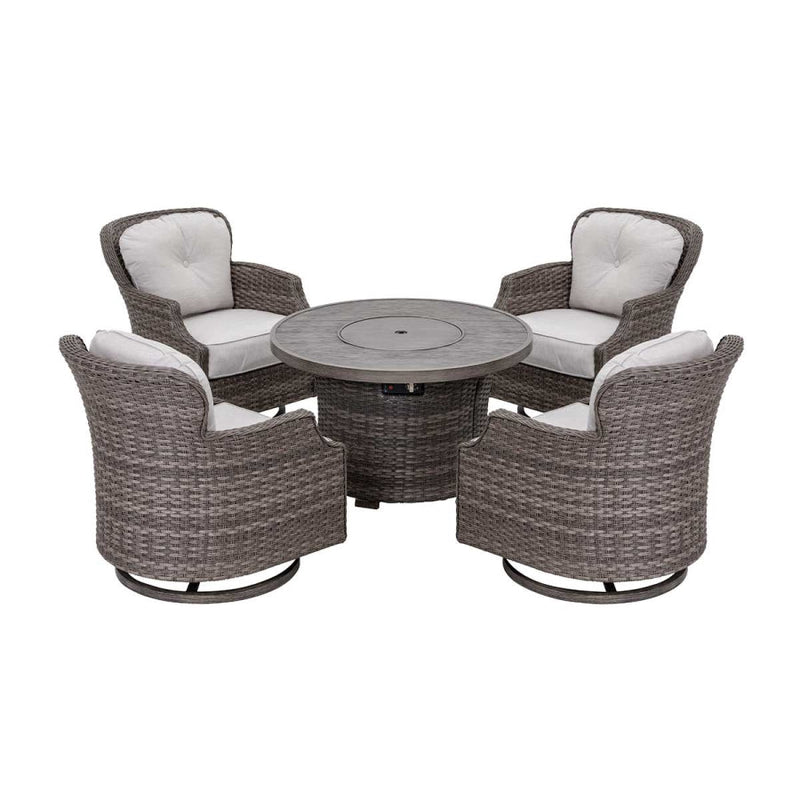 Tenaya Round Wicker FirePit Table with Metal Cover