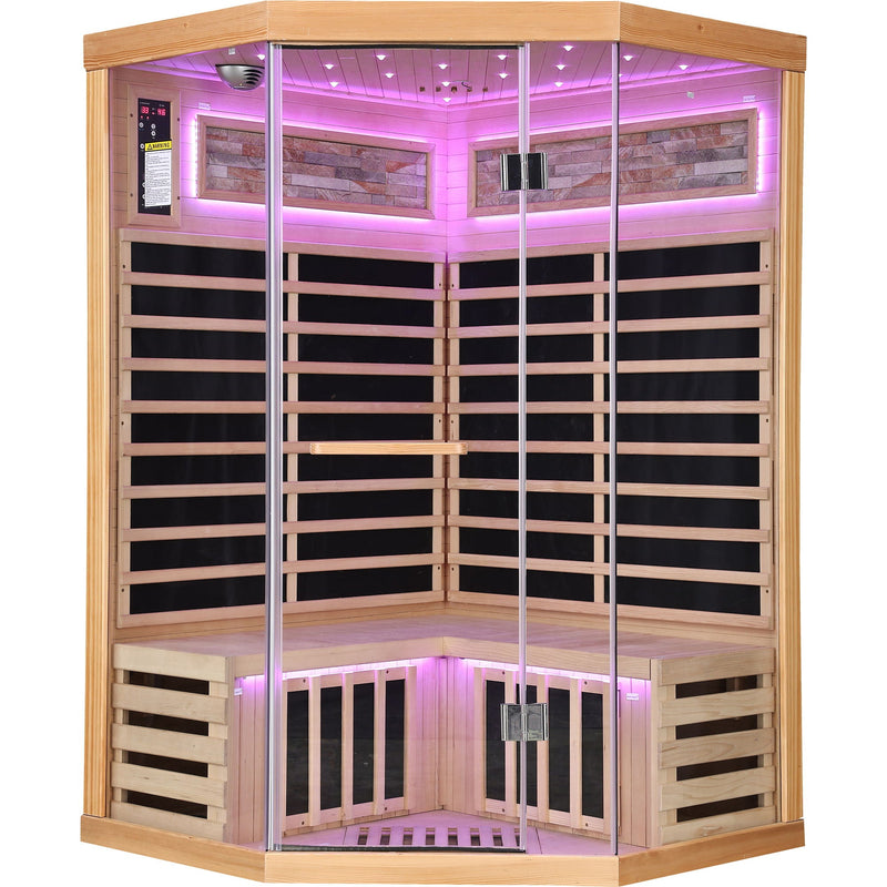 Double Sauna Room With Carbon Heating Plates - White Oak