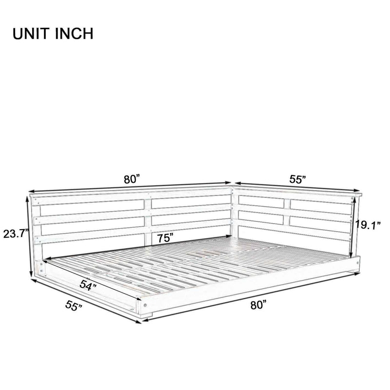 Acacia Wood Porch Swing Bed for Outdoor with Hemp Ropes - Full Size