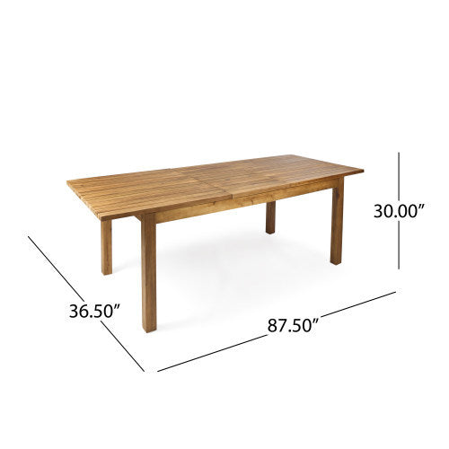7 Pieces Acacia Wood Outdoor Dining Set with Blue Cushions