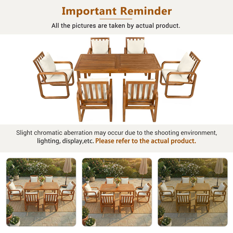 7 Pieces Patio Dining Set Outdoor Dining Table and Chairs