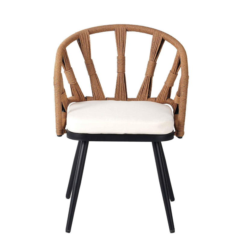 Contemporary Outdoor Set with PE Rattan Chairs and Plastic Wood