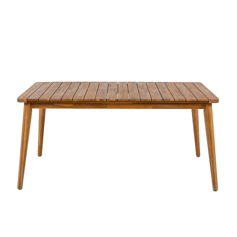 Outdoor Dining Set with Acacia Wood Table and 4 Chairs, Beige
