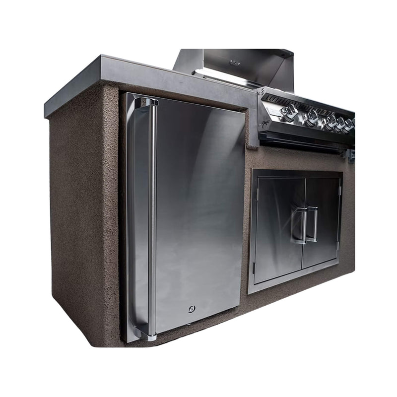 KoKoMo Grills 7FT Straight BBQ Island With Built-In BBQ And Refrigerator [Made-To-Order] (SAK46187)