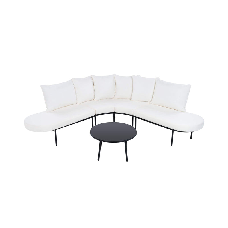 Alora Premium Half-Moon 6-Person Curved All-Weather Outdoor Furniture Sofa Patio Set With Coffee Table And Cushions (SAK76332)