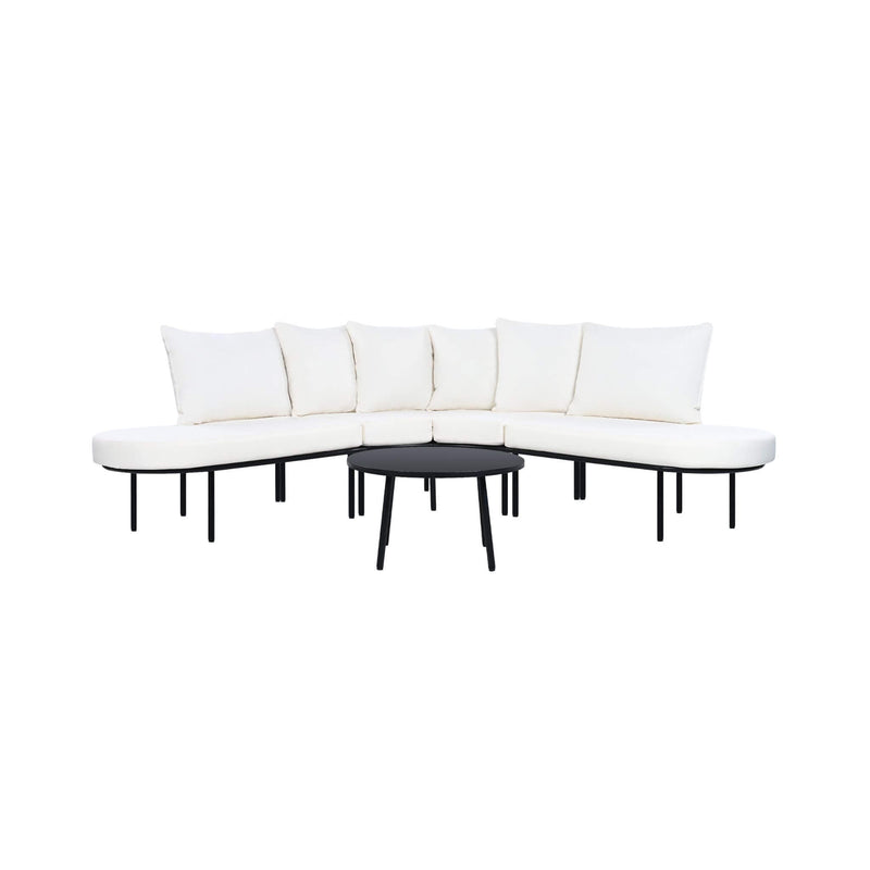 Alora Premium Half-Moon 6-Person Curved All-Weather Outdoor Furniture Sofa Patio Set With Coffee Table And Cushions (SAK76332)